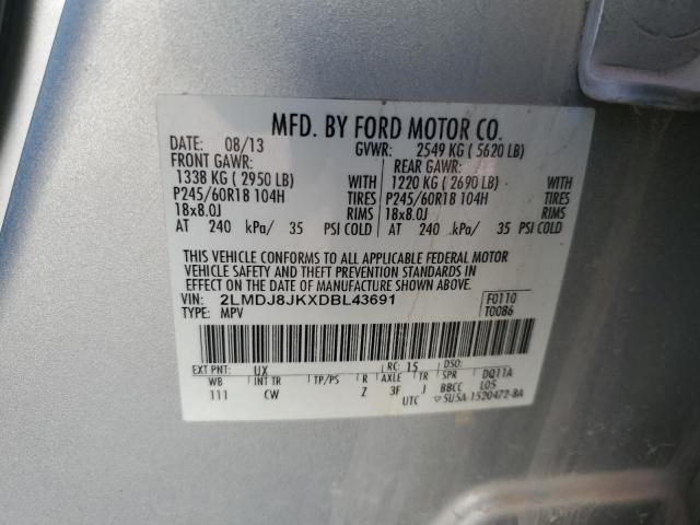 2LMDJ8JKXDBL43691 - 2013 LINCOLN MKX SILVER photo 13