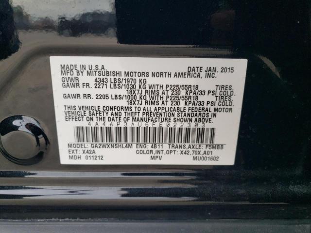 4A4AP3AU6FE022303 - 2015 MITSUBISHI OUTLANDER ES BLACK photo 12