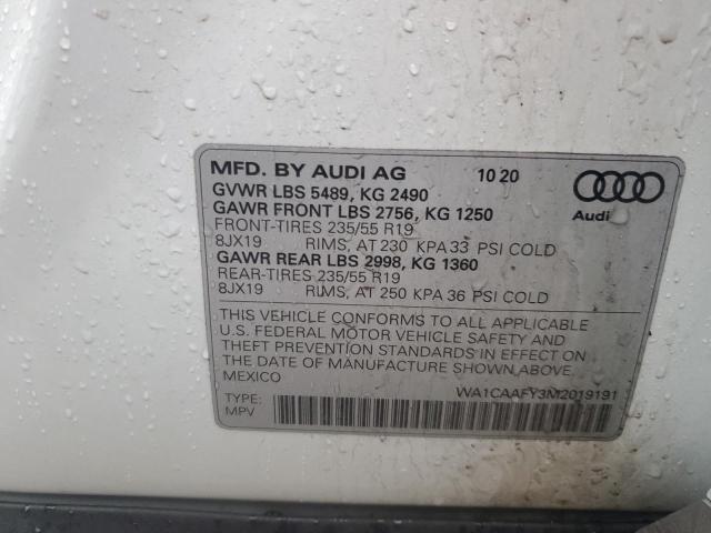 WA1CAAFY3M2019191 - 2021 AUDI Q5 PRESTIGE WHITE photo 13