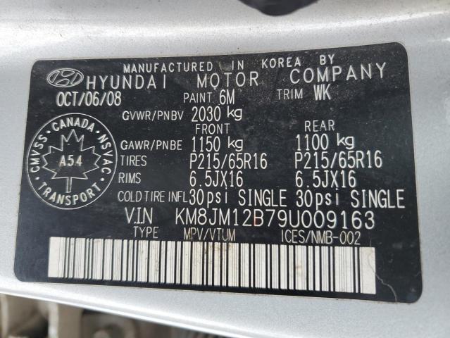 KM8JM12B79U009163 - 2009 HYUNDAI TUCSON GLS SILVER photo 13