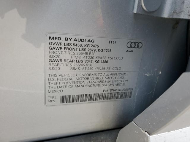 WA1BNAFY6J2090753 - 2018 AUDI Q5 PREMIUM PLUS SILVER photo 13