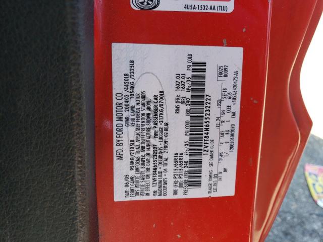 1ZVFT84N655232227 - 2005 FORD MUSTANG RED photo 12