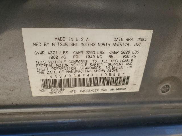 4A3AB36F44E125987 - 2004 MITSUBISHI GALANT ES MEDIUM GRAY photo 13