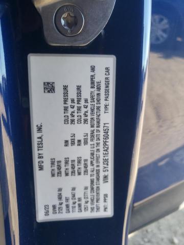 5YJ3E1EA2PF604571 - 2023 TESLA MODEL 3 BLUE photo 12