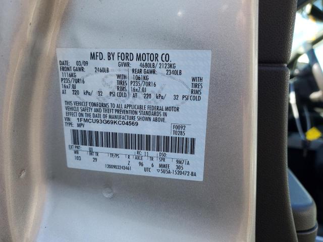 1FMCU93G69KC04569 - 2009 FORD ESCAPE XLT SILVER photo 12