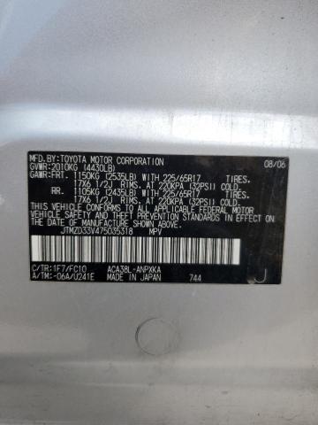 JTMZD33V475035318 - 2007 TOYOTA RAV4 SILVER photo 13