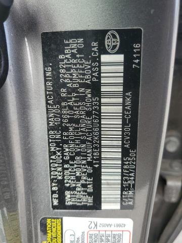 4T1BE32K66U677335 - 2006 TOYOTA CAMRY LE GRAY photo 12