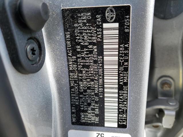 4T1B11HK4JU674126 - 2018 TOYOTA CAMRY L SILVER photo 12