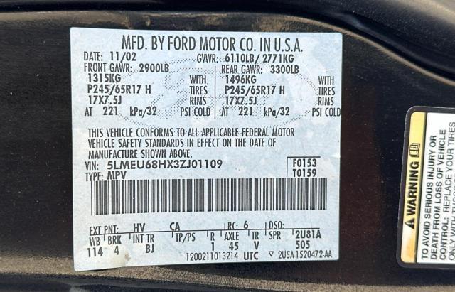 5LMEU68HX3ZJ01109 - 2003 LINCOLN AVIATOR 黑色 照片 10