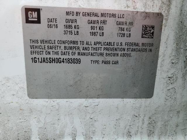 1G1JA5SH0G4183039 - 2016 CHEVROLET SONIC LS 白色 照片 12