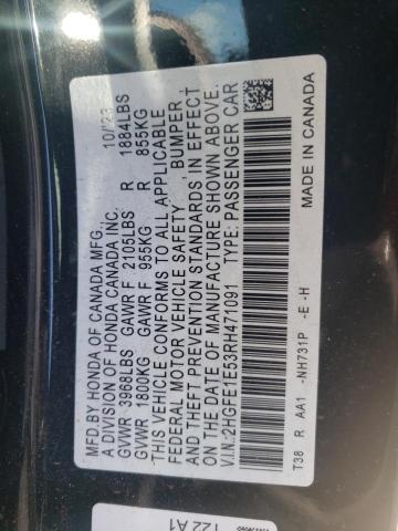 2HGFE1E53RH471091 - 2024 HONDA CIVIC SI BLACK photo 13