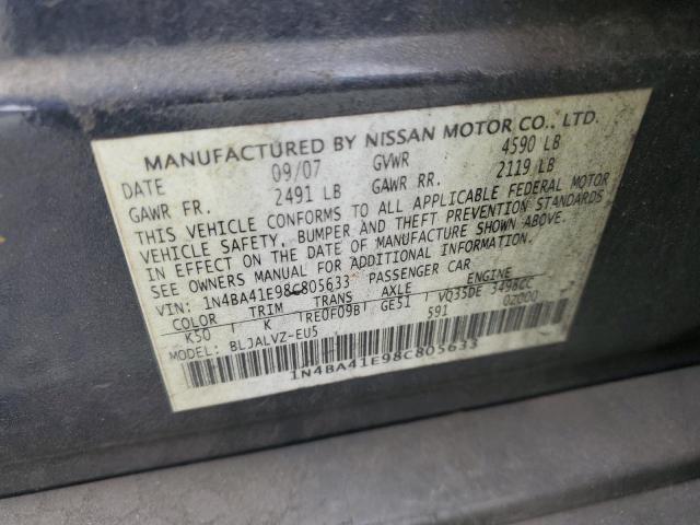 1N4BA41E98C805633 - 2008 NISSAN MAXIMA SE CHARCOAL photo 12