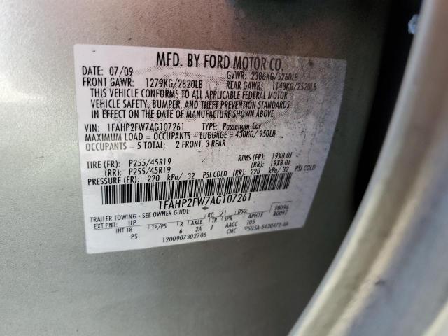 1FAHP2FW7AG107261 - 2010 FORD TAURUS LIMITED GOLD photo 12