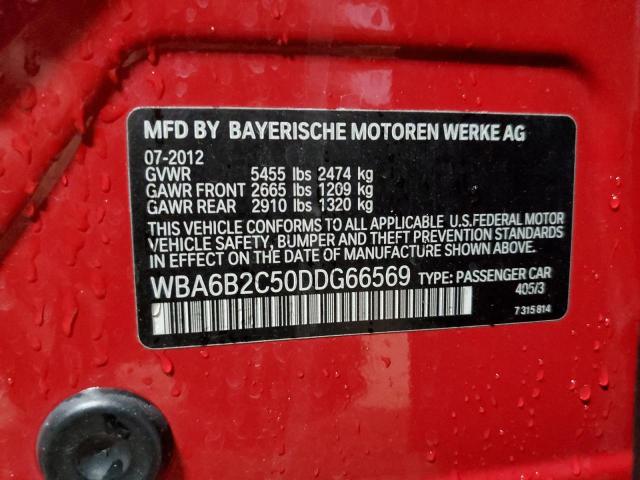 WBA6B2C50DDG66569 - 2013 BMW 650 I RED photo 13