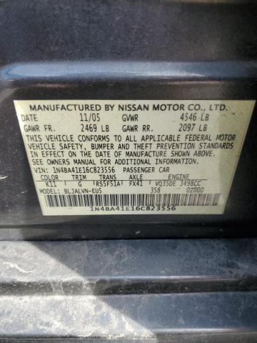 1N4BA41E16C823556 - 2006 NISSAN MAXIMA SE GRAY photo 12