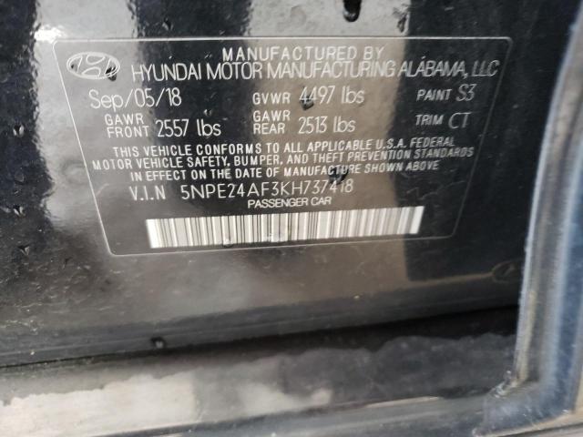 5NPE24AF3KH737418 - 2019 HYUNDAI SONATA SE BLACK photo 12