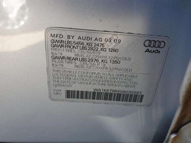 WA1KK78R49A035883 - 2009 AUDI Q5 3.2 GRAY photo 13