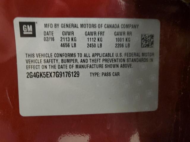 2G4GK5EX7G9176129 - 2016 BUICK REGAL 勃艮第红 照片 12