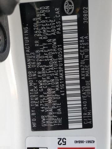 4T1G11AK9PU180501 - 2023 TOYOTA CAMRY SE NIGHT SHADE WHITE photo 12