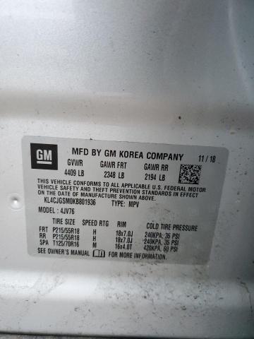 KL4CJGSM0KB801936 - 2019 BUICK ENCORE ESSENCE SILVER photo 12