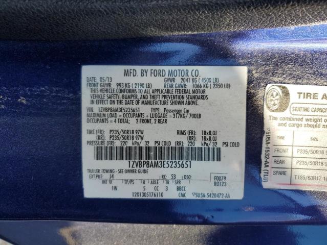 1ZVBP8AM3E5235651 - 2014 FORD MUSTANG BLUE photo 12