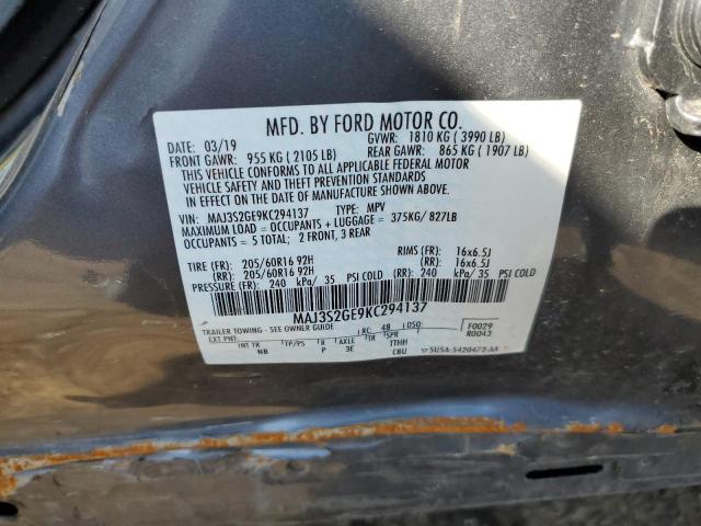 MAJ3S2GE9KC294137 - 2019 FORD ECOSPORT SE 灰色 照片 13