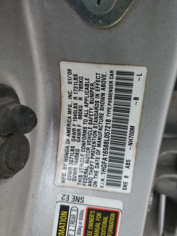 1HGFA16588L057218 - 2008 HONDA CIVIC LX SILVER photo 12