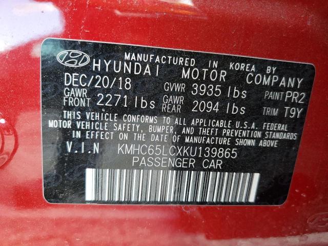 KMHC65LCXKU139865 - 2019 HYUNDAI IONIQ BLUE RED photo 12