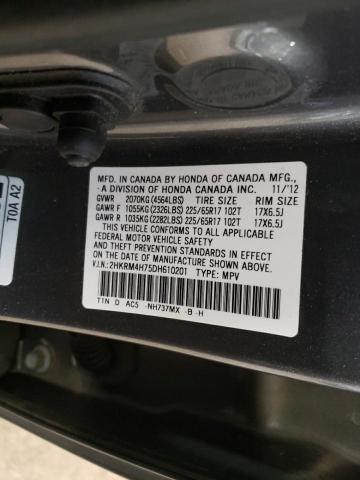 2HKRM4H75DH610201 - 2013 HONDA CR-V EXL GRAY photo 13