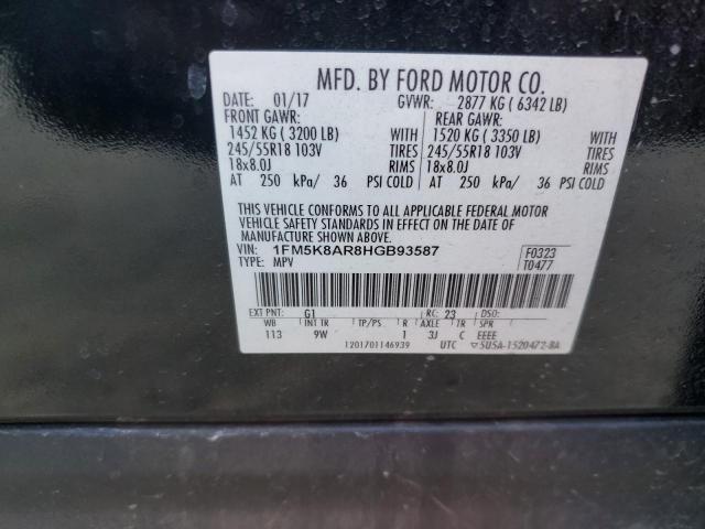 1FM5K8AR8HGB93587 - 2017 FORD EXPLORER POLICE INTERCEPTOR Qara foto 13