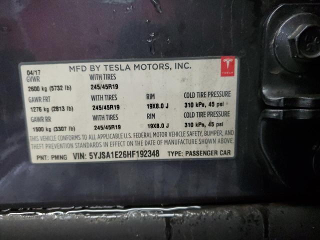 5YJSA1E26HF192348 - 2017 TESLA MODEL S 灰色 照片 12