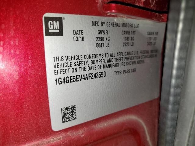 1G4GE5EV4AF243550 - 2010 BUICK LACROSSE CXS BURGUNDY photo 12