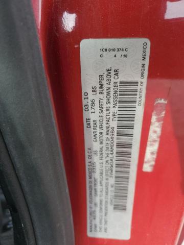 3VWRW3AL4AM004984 - 2010 VOLKSWAGEN NEW BEETLE RED photo 12