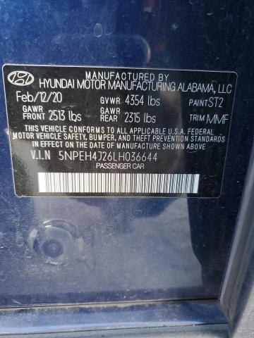 5NPEH4J26LH036644 - 2020 HYUNDAI SONATA LIMITED BLUE photo 12