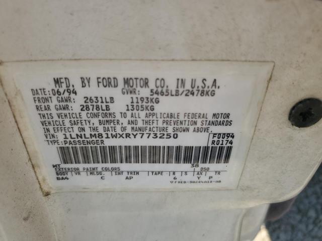 1LNLM81WXRY773250 - 1994 LINCOLN TOWN CAR EXECUTIVE WHITE photo 12