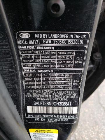SALFT2BN0CH308841 - 2012 LAND ROVER LR2 HSE TECHNOLOGY BLACK photo 13