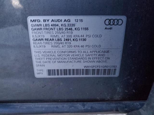 WA1GFCFS1GR013783 - 2016 AUDI Q3 PRESTIGE GRAY photo 12