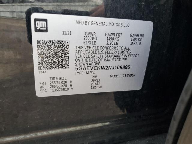 5GAEVCKW2NJ109895 - 2022 BUICK ENCLAVE AVENIR BLACK photo 13