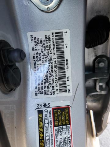 1HGFA16527L022477 - 2007 HONDA CIVIC LX SILVER photo 12