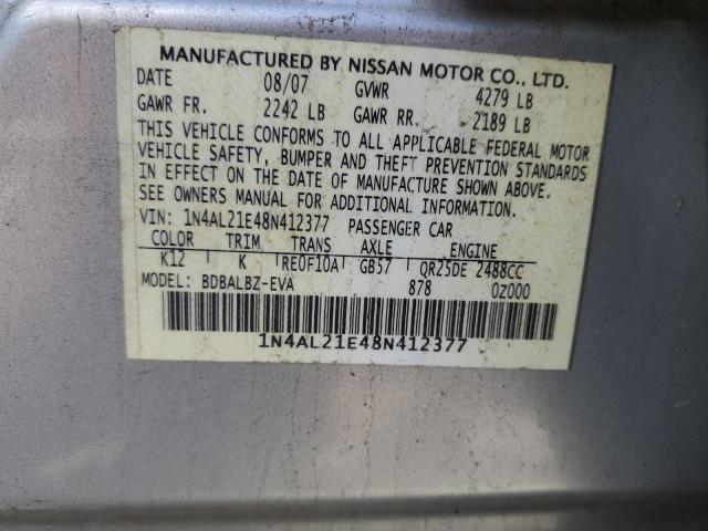 1N4AL21E48N412377 - 2008 NISSAN ALTIMA 2.5 SILVER photo 13