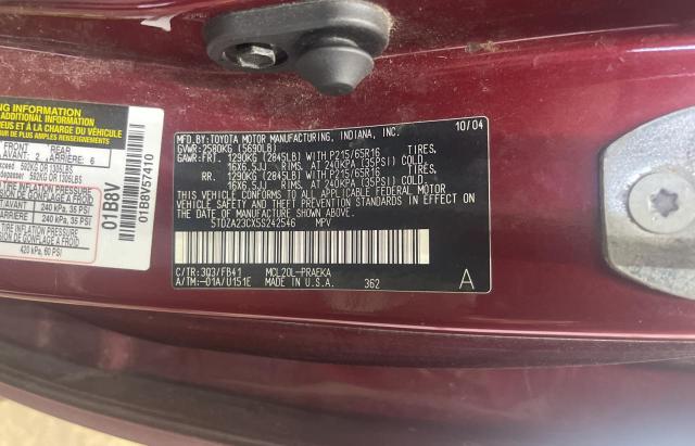 5TDZA23CX5S242546 - 2005 TOYOTA SIENNA CE RED photo 10