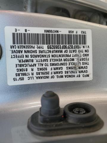 19XFB2F90FE069289 - 2015 HONDA CIVIC EXL SILVER photo 12