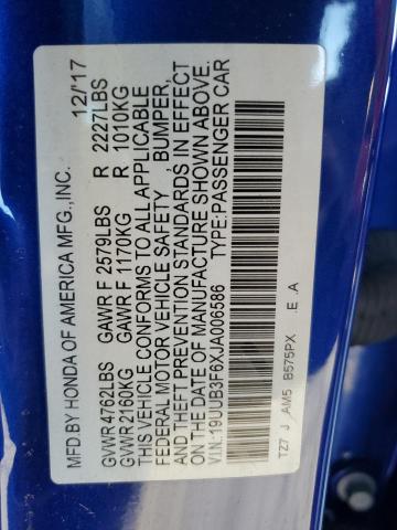 19UUB3F6XJA006586 - 2018 ACURA TLX TECH+A ლურჯი ფოტო 13