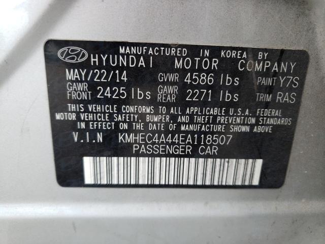 KMHEC4A44EA118507 - 2014 HYUNDAI SONATA HYBRID SILVER photo 12