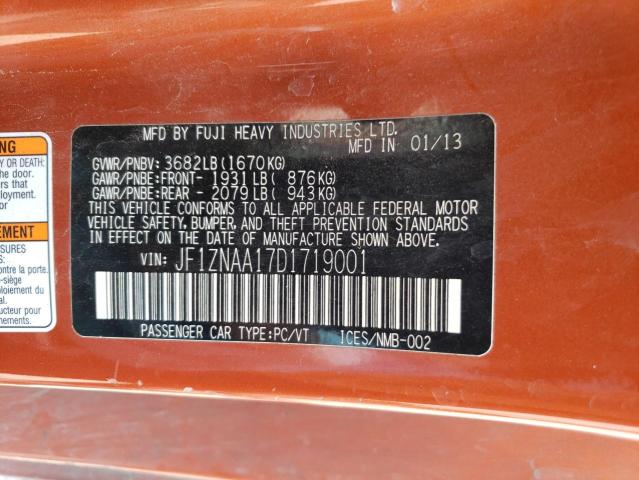 JF1ZNAA17D1719001 - 2013 TOYOTA SCION FR-S ORANGE photo 13