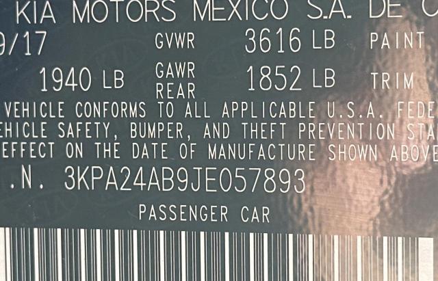 3KPA24AB9JE057893 - 2018 KIA RIO LX BLUE photo 10