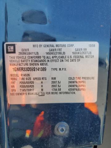 1GNER33D59S141389 - 2009 CHEVROLET TRAVERSE LTZ BLUE photo 13