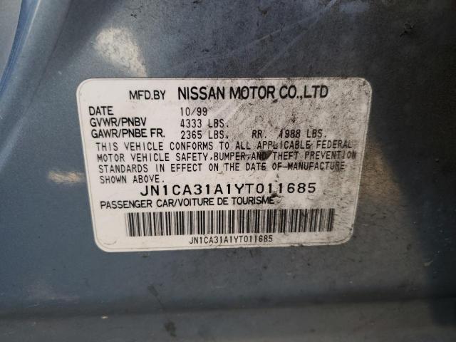 JN1CA31A1YT011685 - 2000 NISSAN MAXIMA GLE BLUE photo 12