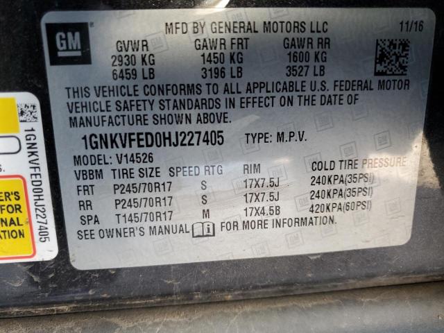 1GNKVFED0HJ227405 - 2017 CHEVROLET TRAVERSE LS GRAY photo 13