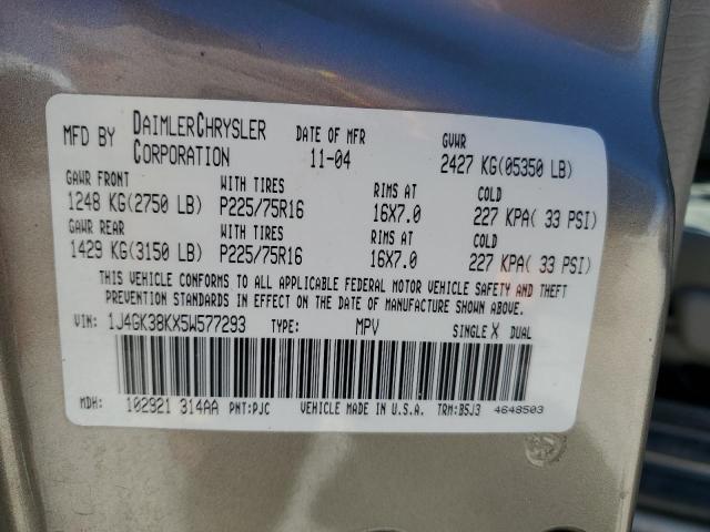 1J4GK38KX5W577293 - 2005 JEEP LIBERTY RENEGADE TAN photo 13